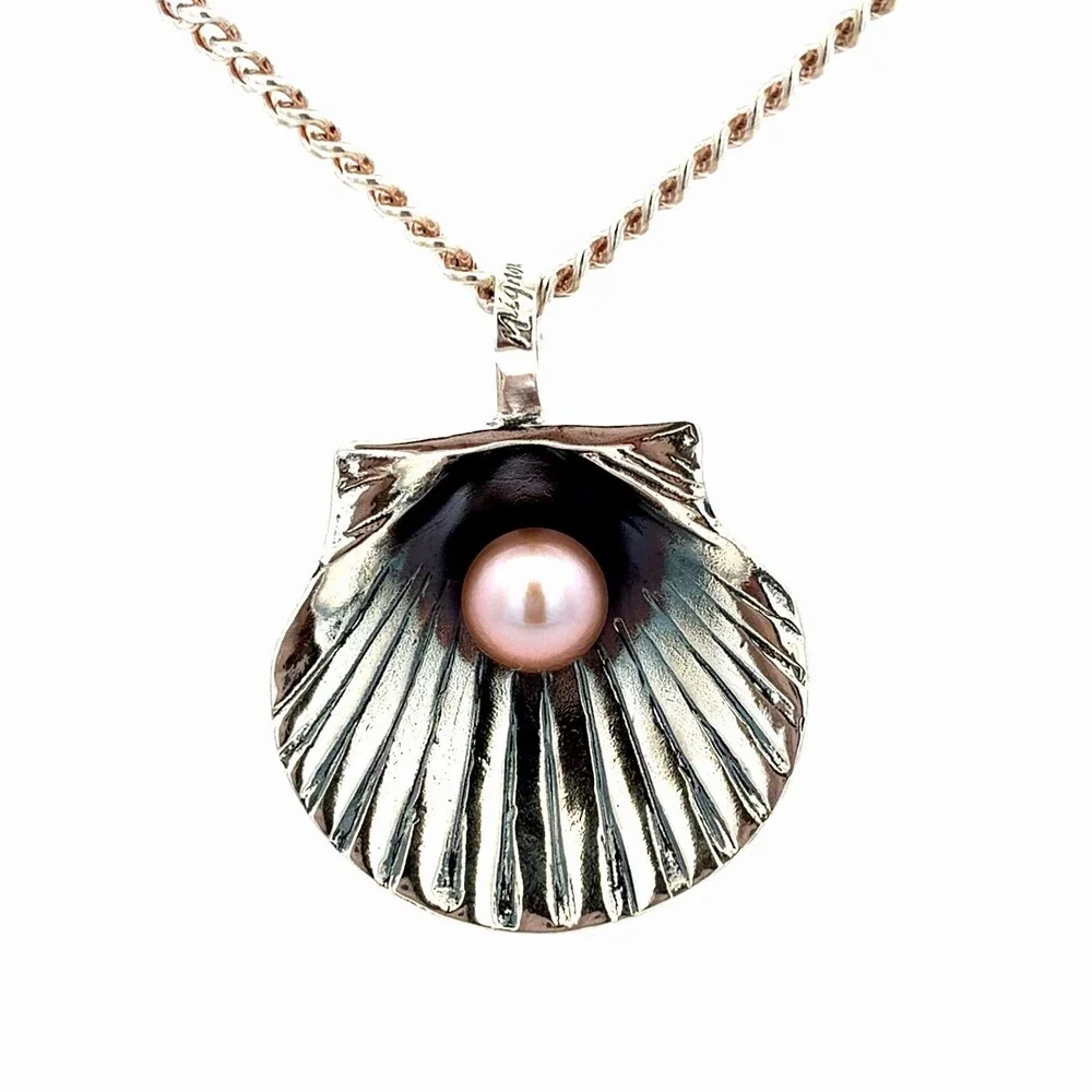 Mignon Faget Sterling Silver Pink Pearl Shell Sea Collection Pendant Necklace